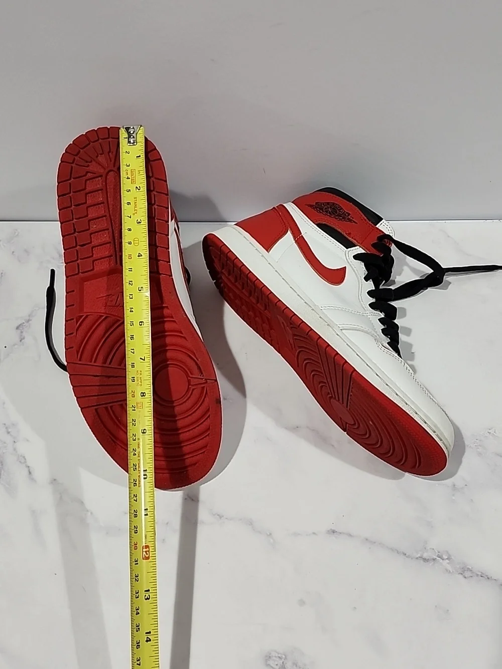 Nike  Air Jordan 1 Red and White High-Top Sneakers